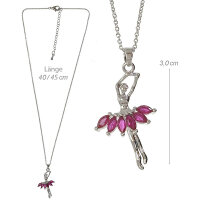 DV-Kette mit Anhänger „Ballerina Sprung“, Edelstahl mit Strass
