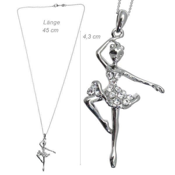 DV-Kette mit Anhänger „Garde-Ballerina“, Edelstahl mit Strass